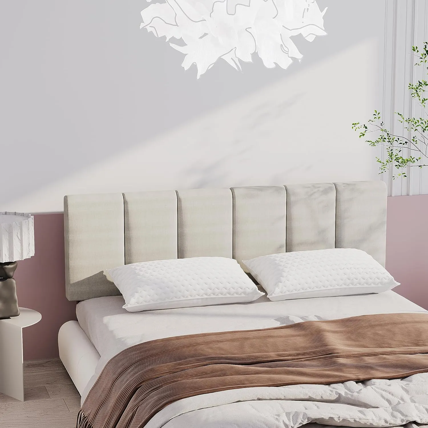 HAOBO Home Upholstered Headboard Foldable King Size Headboards Eastern King/California King Linen Panel with Height Adjustments
