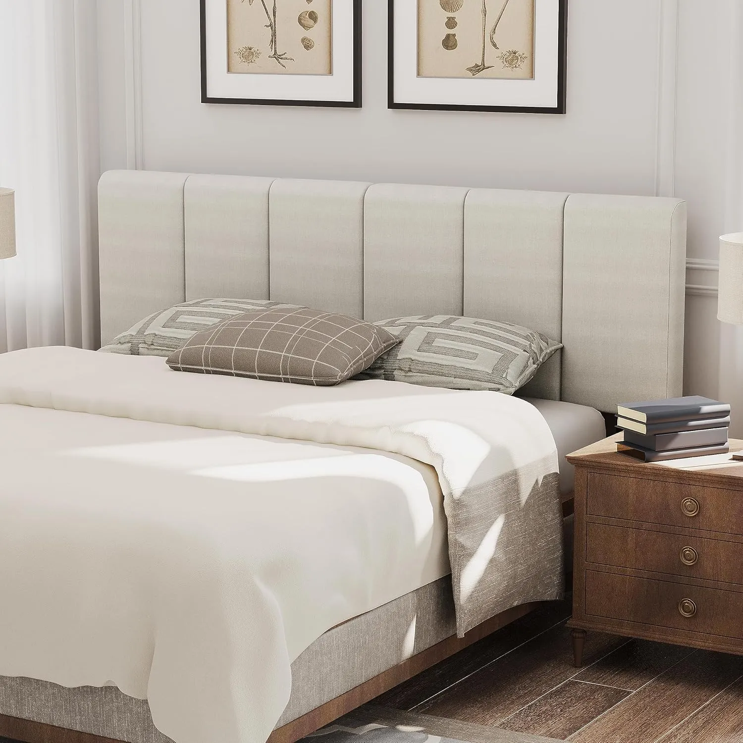HAOBO Home Upholstered Headboard Foldable King Size Headboards Eastern King/California King Linen Panel with Height Adjustments