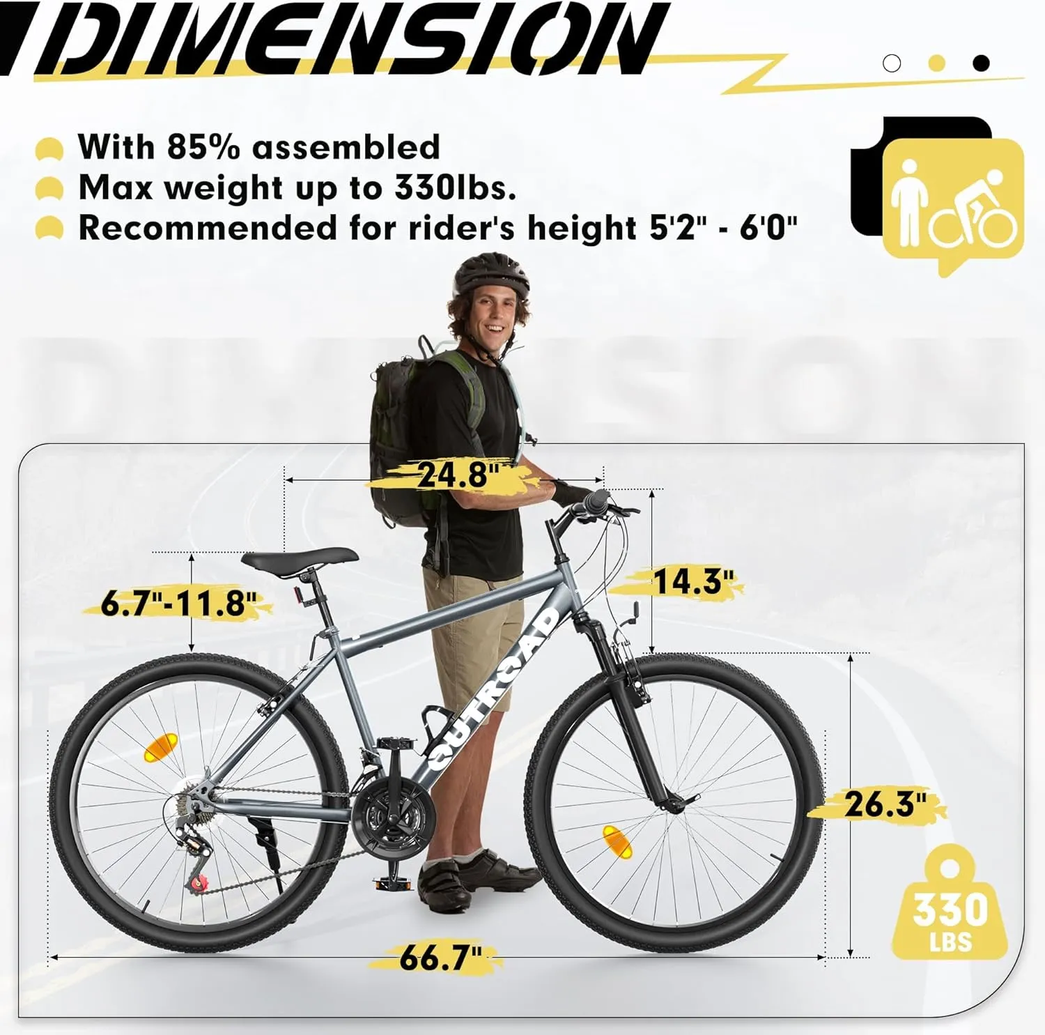 Hardtail Mountian Bikes with 7/21 Speeds Drivetrain, 26 Inch Wheel Mountian Bicycles with Front Suspension, Widened Frame Commuting Bikes with V/Dual Disc Brakes