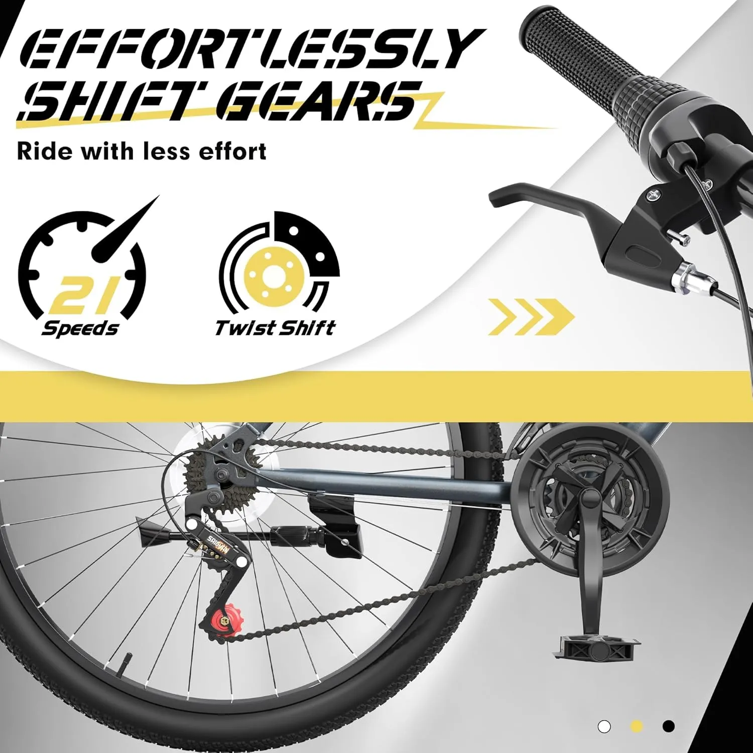 Hardtail Mountian Bikes with 7/21 Speeds Drivetrain, 26 Inch Wheel Mountian Bicycles with Front Suspension, Widened Frame Commuting Bikes with V/Dual Disc Brakes