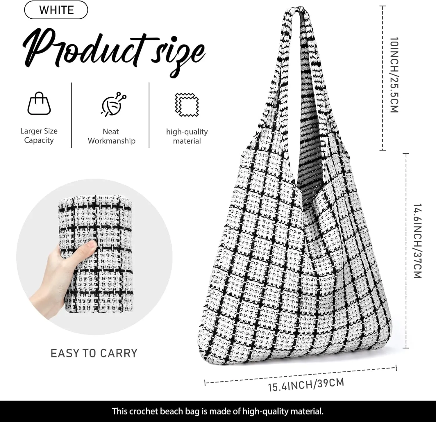 hatisan Crochet Bags for Women - Summer Beach Tote, Aesthetic Hippie Knit Bag