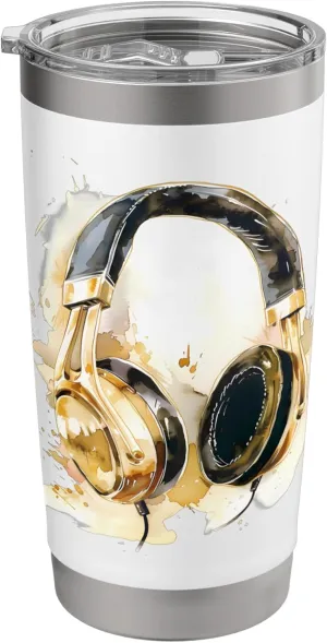 Headphones Music DJ Beatmaker Artwork Splash Dance Music Stainless Steel Insulated Tumbler
