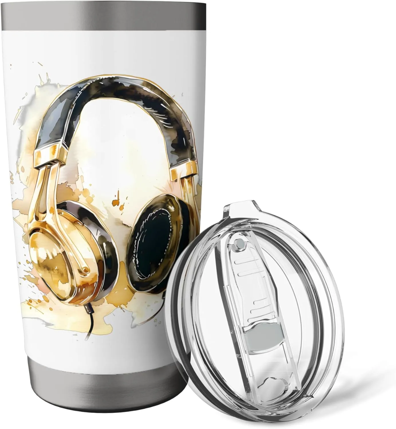 Headphones Music DJ Beatmaker Artwork Splash Dance Music Stainless Steel Insulated Tumbler