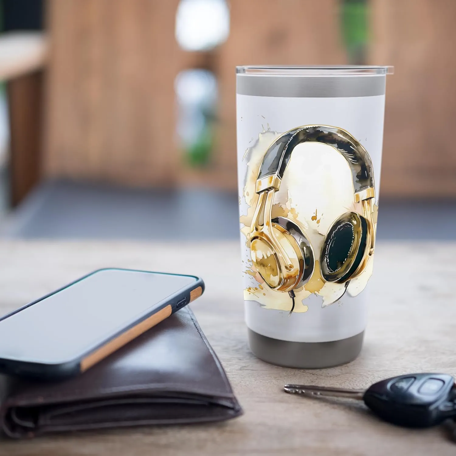 Headphones Music DJ Beatmaker Artwork Splash Dance Music Stainless Steel Insulated Tumbler