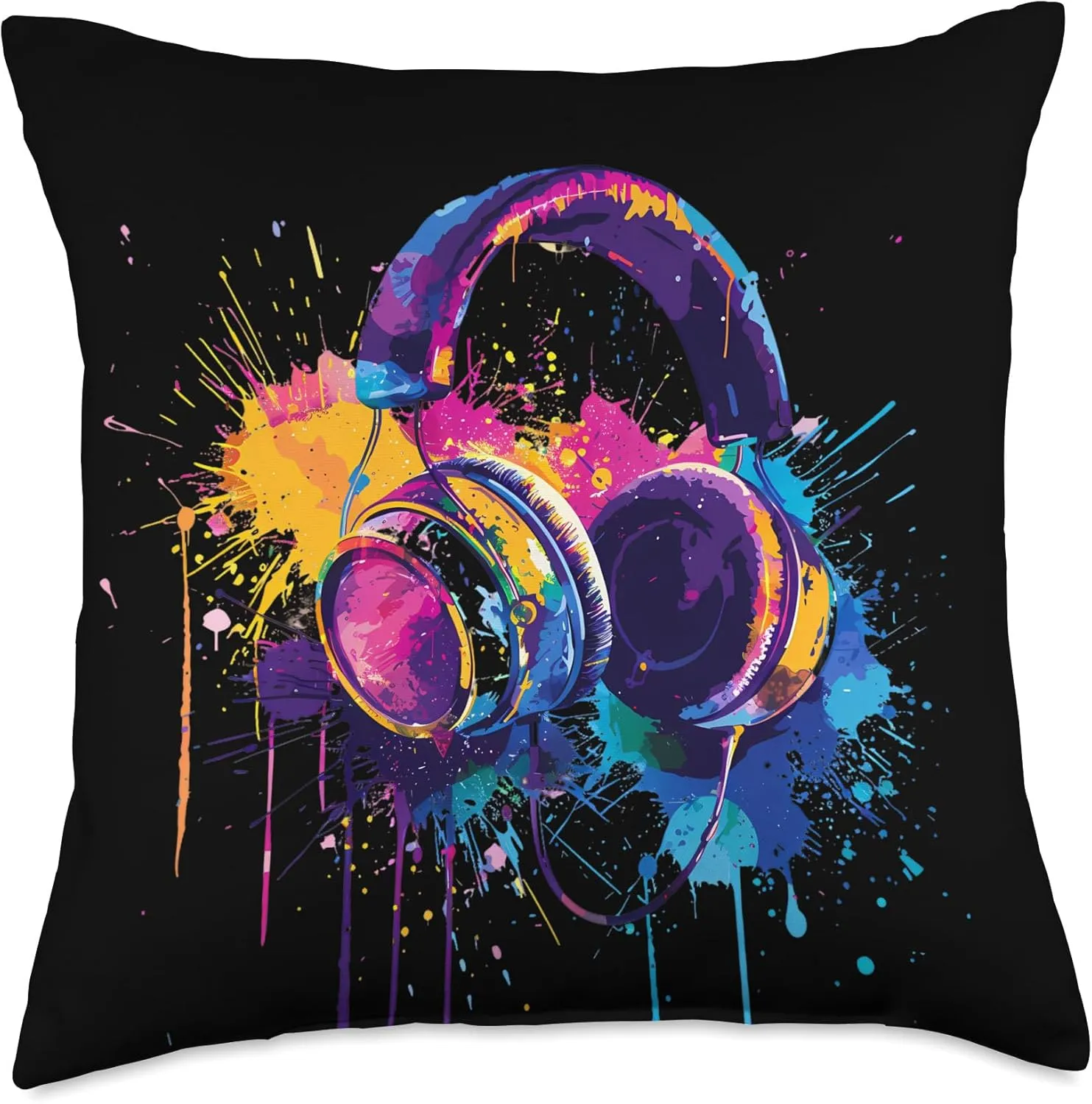Headphones Music DJ Dance Music Beatmaker Splash Artwork Throw Pillow