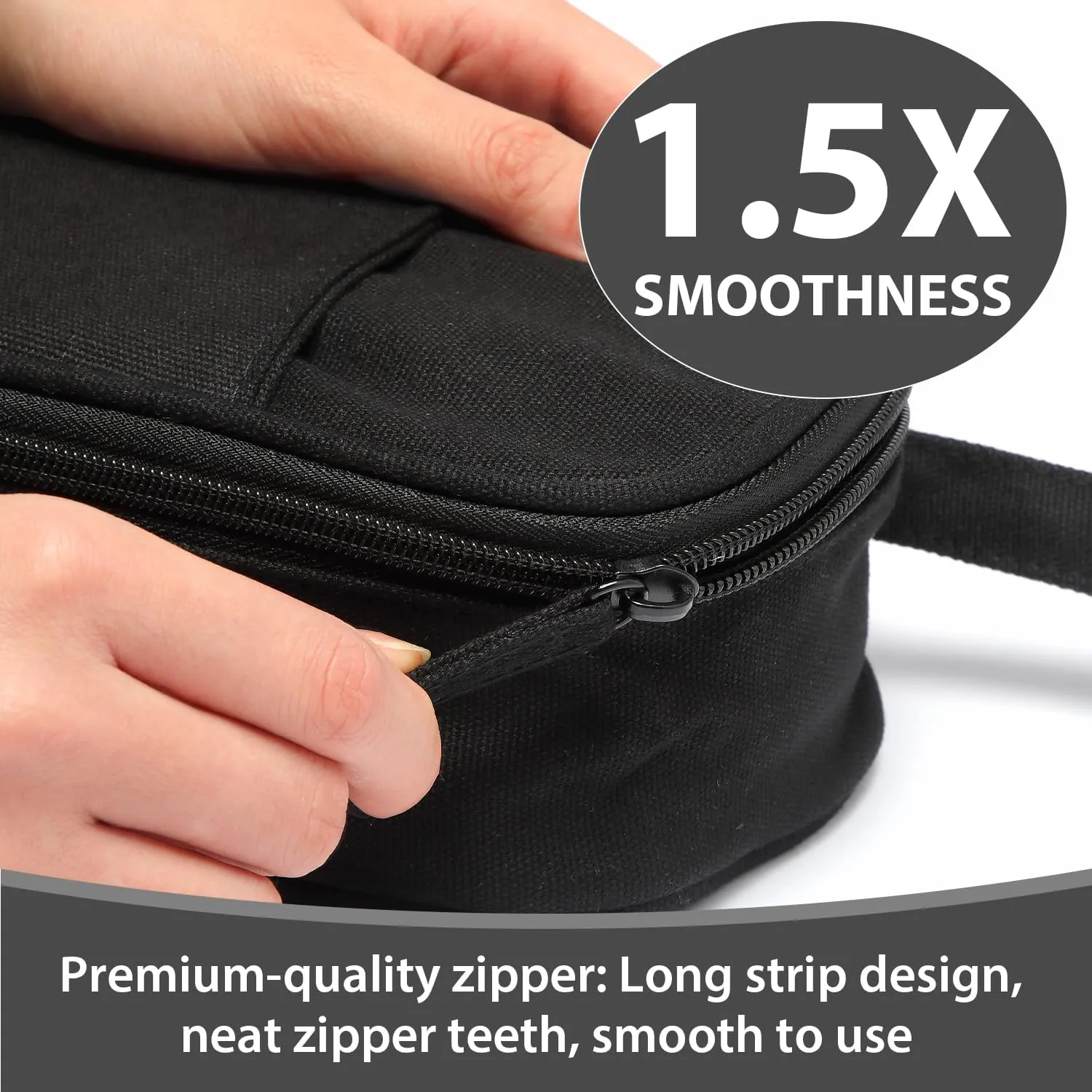 Heavy Duty Canvas Pencil Case Pouch Bag - Holds 50-100 Pencils - Large Big Capacity Aesthetic Pen Case School Supplies for Girls Boys Women Men Adults (Black)