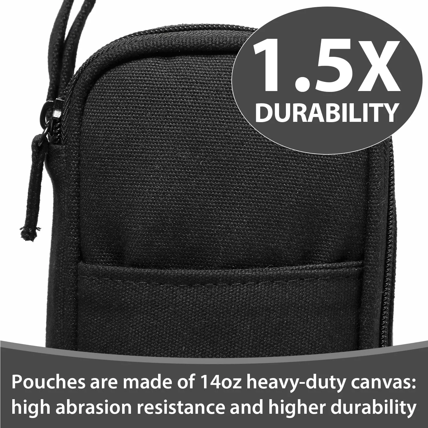 Heavy Duty Canvas Pencil Case Pouch Bag - Holds 50-100 Pencils - Large Big Capacity Aesthetic Pen Case School Supplies for Girls Boys Women Men Adults (Black)