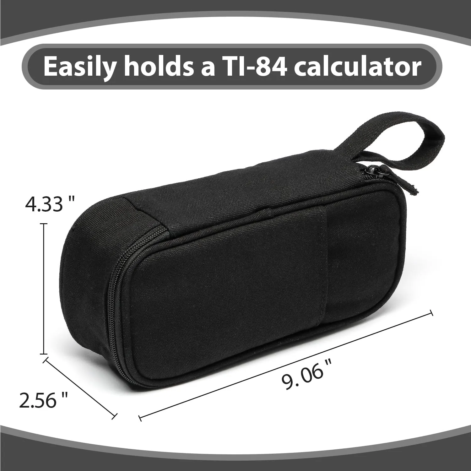 Heavy Duty Canvas Pencil Case Pouch Bag - Holds 50-100 Pencils - Large Big Capacity Aesthetic Pen Case School Supplies for Girls Boys Women Men Adults (Black)