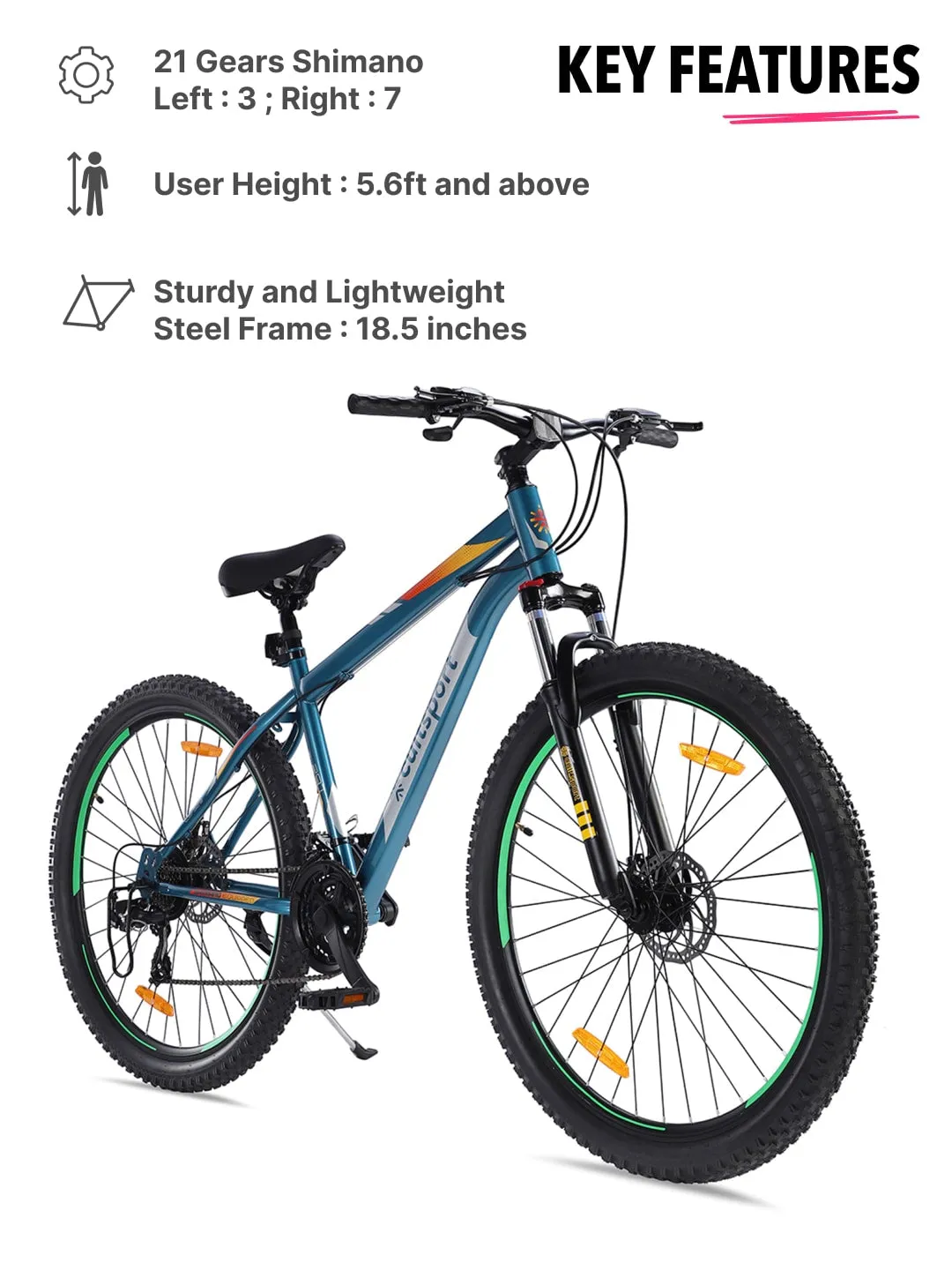 Hemis Steel 21 Speed Shimano Gear 29 inch Mountain Cycle, Dual Disc Brake, Front Suspension, Double Wall Rim, Blue, Free Trainer Sessions, Cycling Event