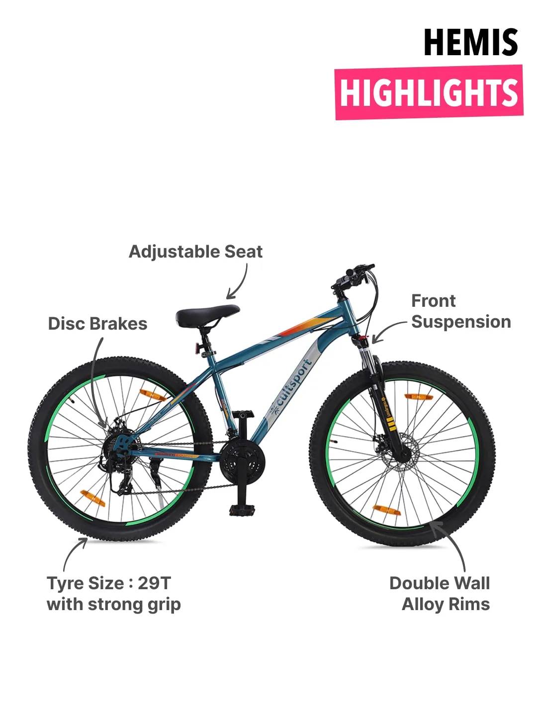 Hemis Steel 21 Speed Shimano Gear 29 inch Mountain Cycle, Dual Disc Brake, Front Suspension, Double Wall Rim, Blue, Free Trainer Sessions, Cycling Event