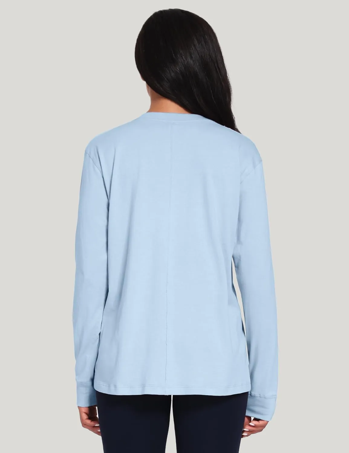 HeyNuts Pima Cotton Workout Long Sleeve Shirts for Women Crew Neck Athletic Basic Shirts Casual Tops