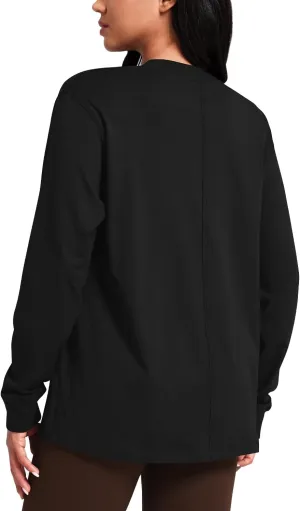 HeyNuts Pima Cotton Workout Long Sleeve Shirts for Women Crew Neck Athletic Basic Shirts Casual Tops
