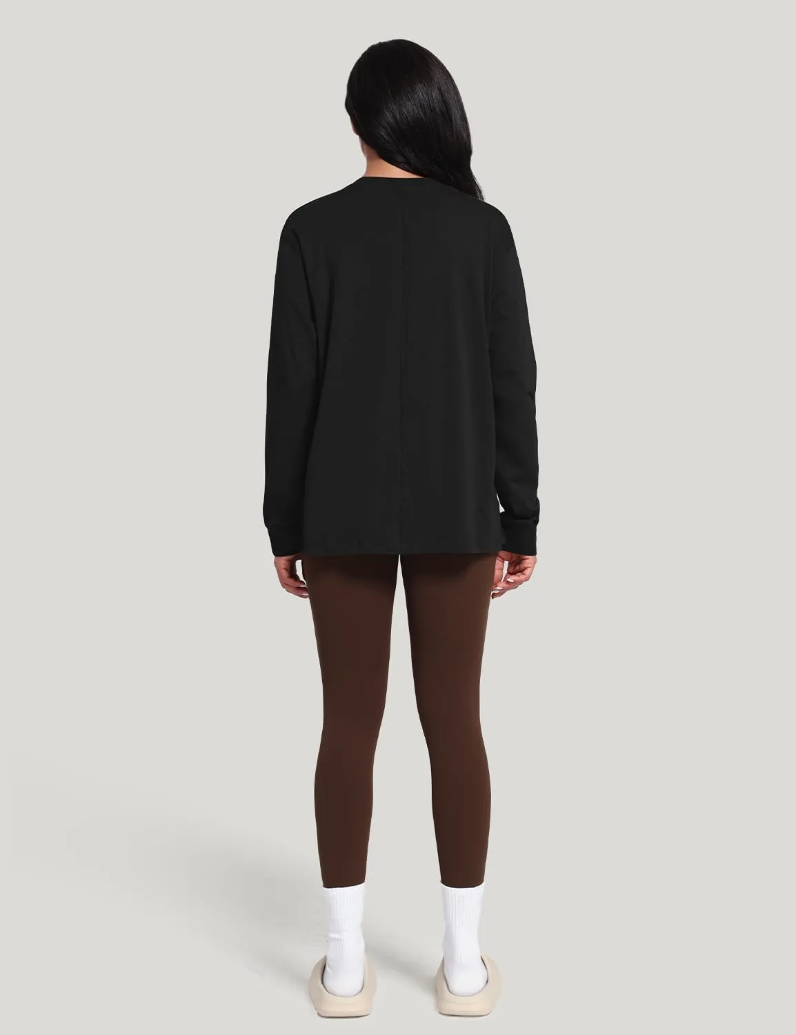 HeyNuts Pima Cotton Workout Long Sleeve Shirts for Women Crew Neck Athletic Basic Shirts Casual Tops