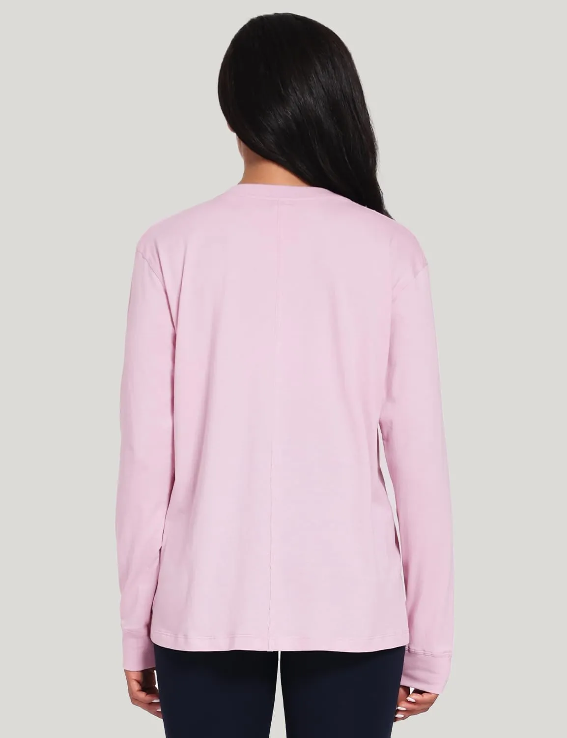 HeyNuts Pima Cotton Workout Long Sleeve Shirts for Women Crew Neck Athletic Basic Shirts Casual Tops