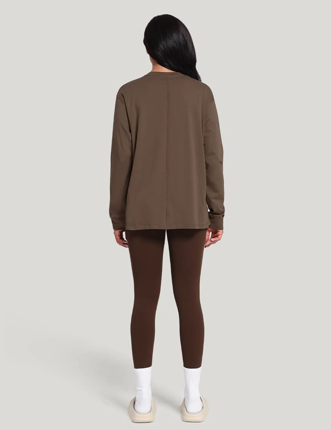 HeyNuts Pima Cotton Workout Long Sleeve Shirts for Women Crew Neck Athletic Basic Shirts Casual Tops