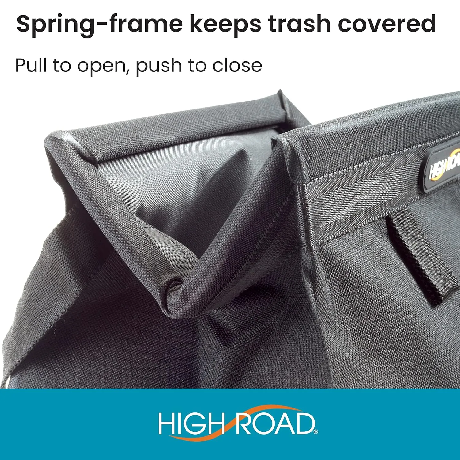 High Road TrashStash Hanging Car Garbage Bag with Push-Close Lid and Waterproof Bin for Car, SUV and Truck Seat Backs - Holds 3 Gallons of Car Trash (Black)