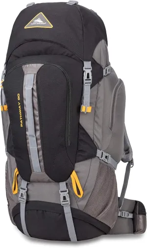 High Sierra Pathway Internal Frame Hiking Backpack, Black/Slate/Gold, 90L