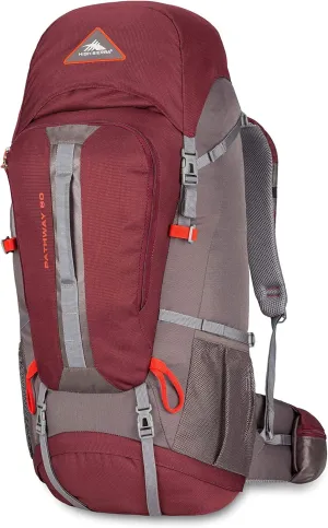 High Sierra Pathway Internal Frame Hiking Backpack, Cranberry/Slate/Redrock, 60L