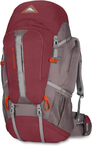 High Sierra Pathway Internal Frame Hiking Backpack, Cranberry/Slate/Redrock, 70L