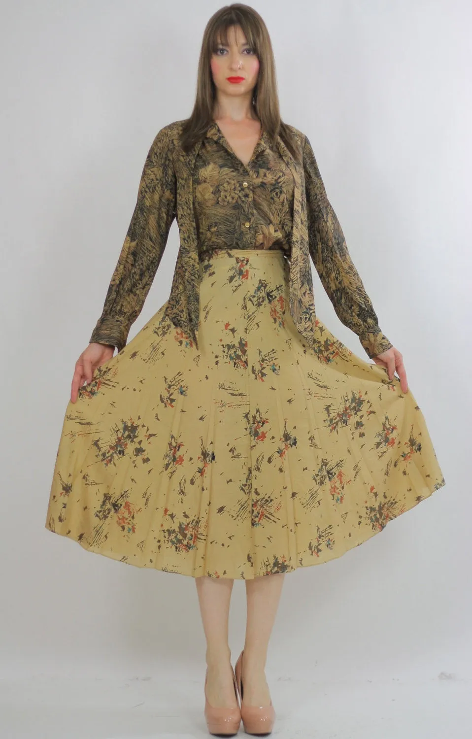 High waisted skirt Festival  Bohemian boho abstract skirt S