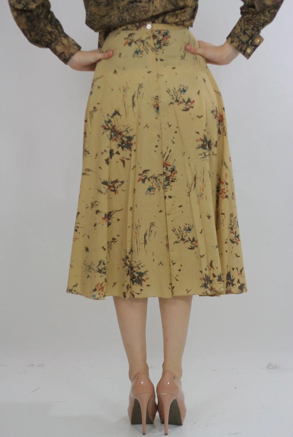 High waisted skirt Festival  Bohemian boho abstract skirt S