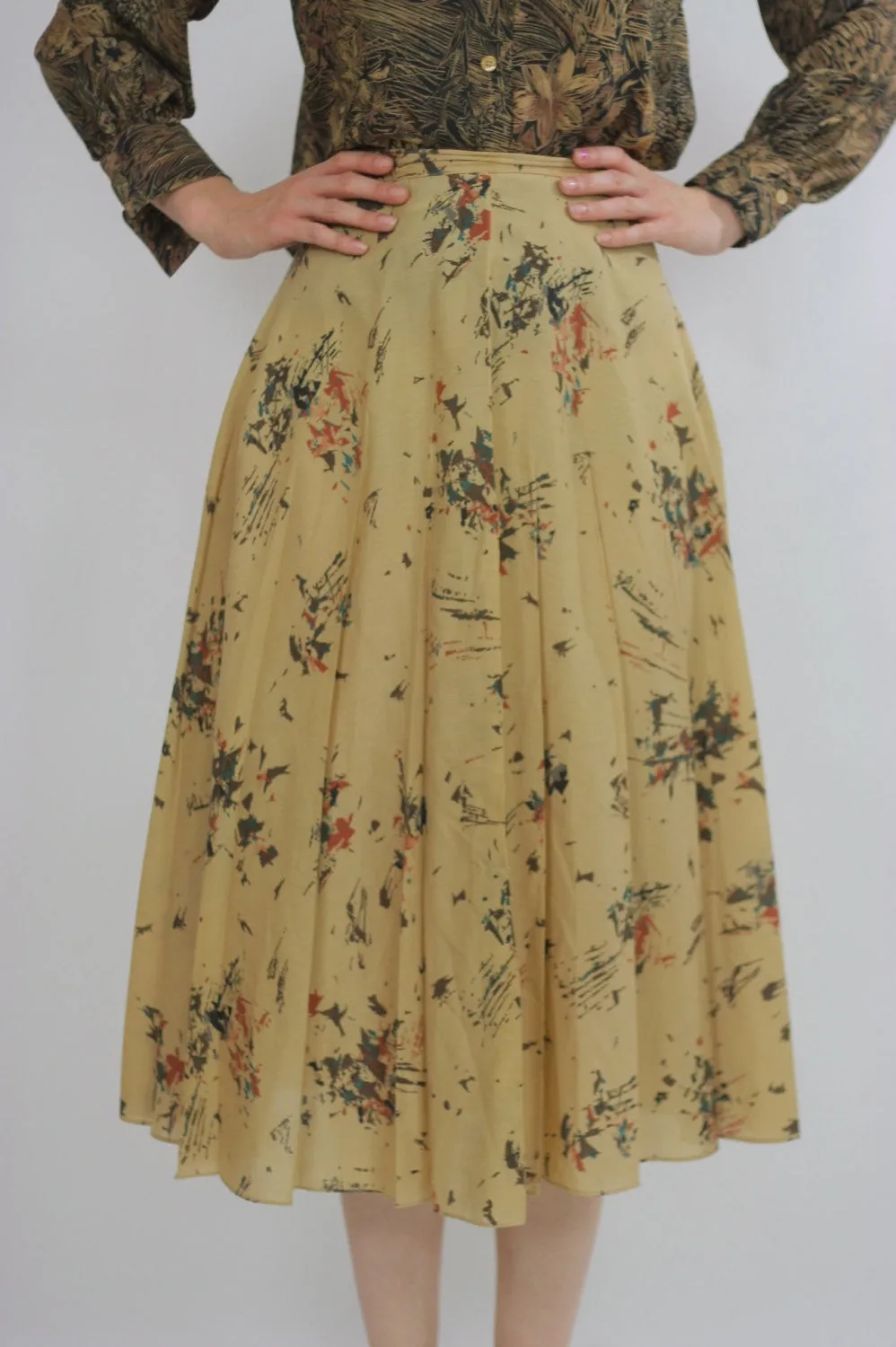 High waisted skirt Festival  Bohemian boho abstract skirt S