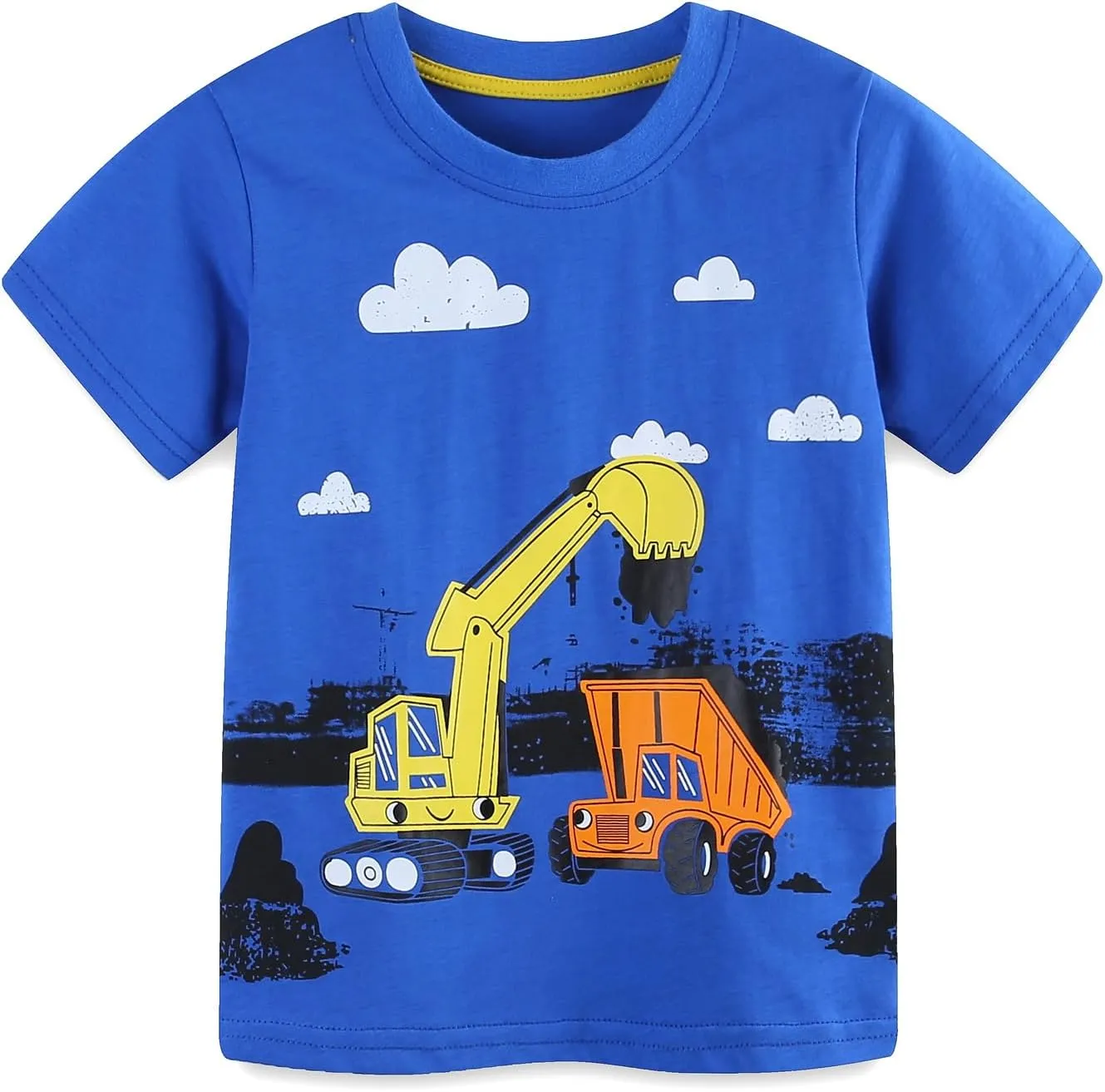 HILEELANG Toddler Boy Short Sleeve Tee Shirts Summer Cotton Casual Graphic Crewneck Tshirt Packs