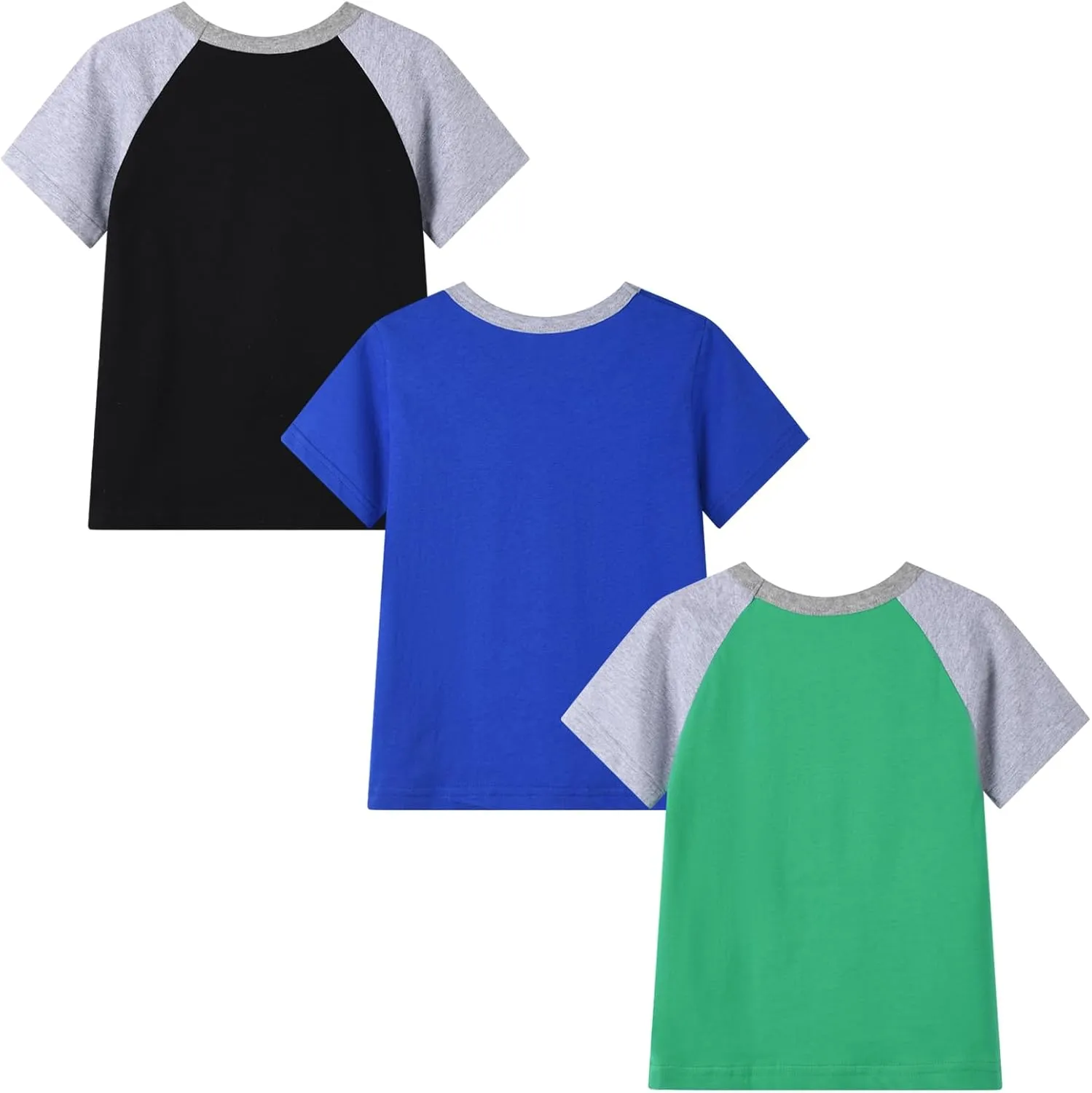 HILEELANG Toddler Boy Short Sleeve Tee Shirts Summer Cotton Casual Graphic Crewneck Tshirt Packs