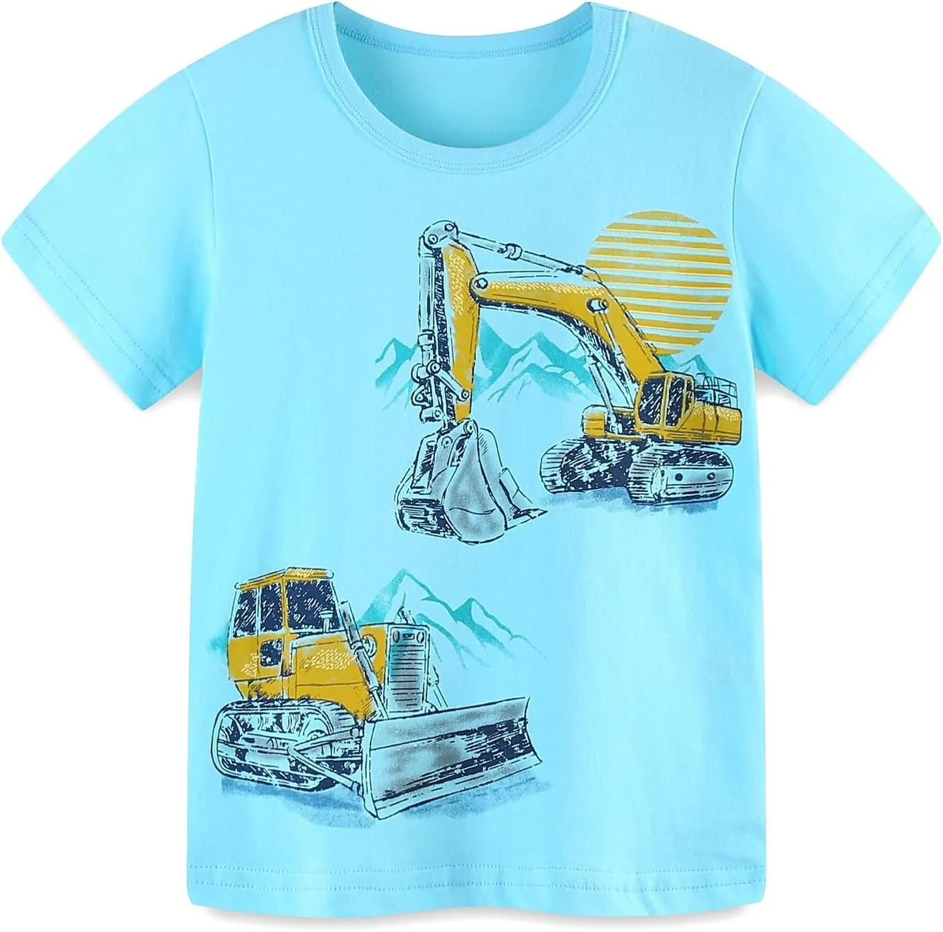 HILEELANG Toddler Boy Short Sleeve Tee Shirts Summer Cotton Casual Graphic Crewneck Tshirt Packs