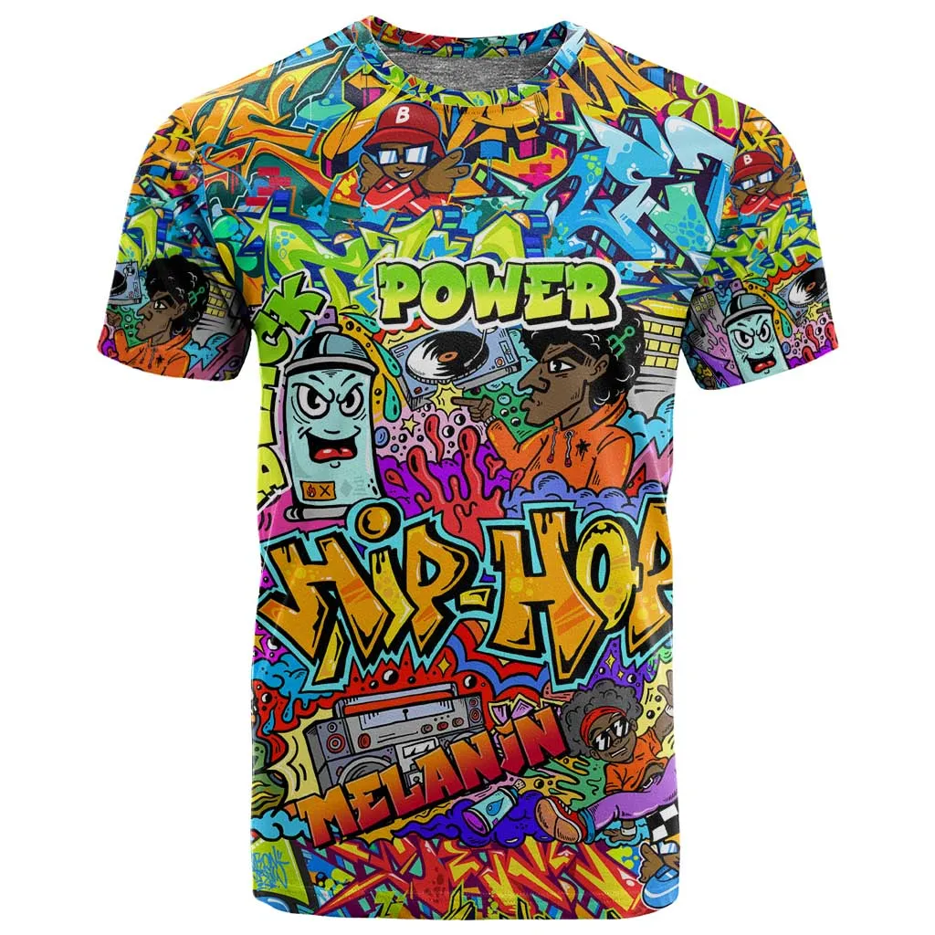 Hip Hop Graffiti Art T shirt Black Power DT02