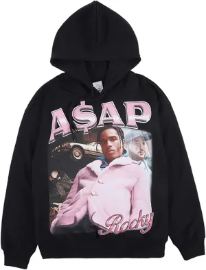 Hip Hop Sweatshirts Men's Graphic Pullover Hoodie Hooded Top Black