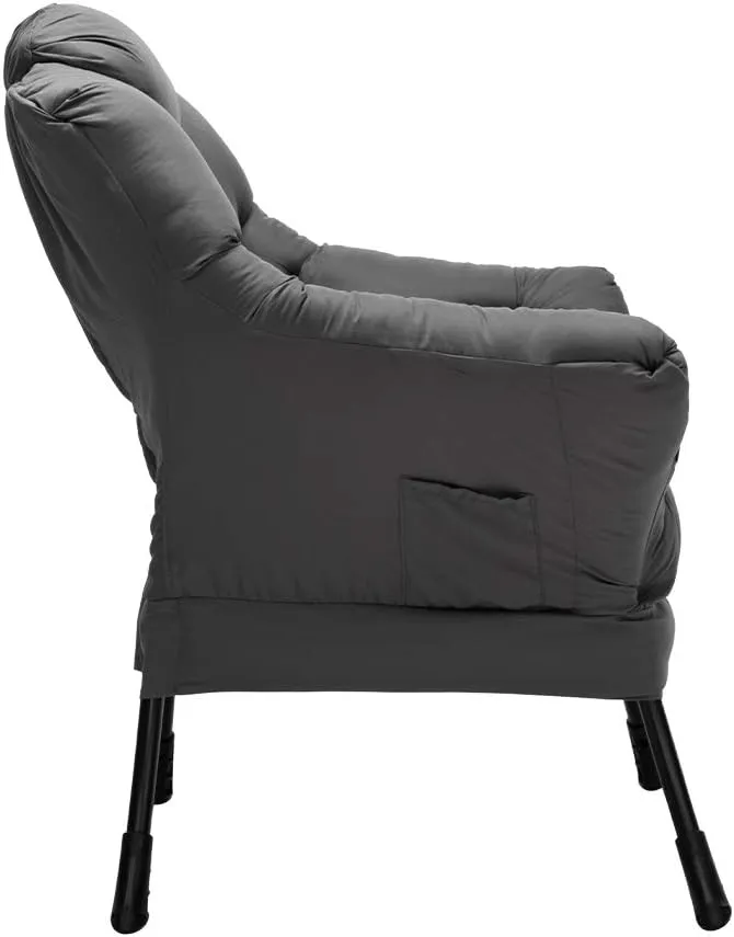 HollyHOME Fabric Large Lazy Chair for Living Room Accent Reading Chair Cozy Lounge Chair with Armrest Leisure Sofa Chair for Bedroom, Dorm, Dark Grey