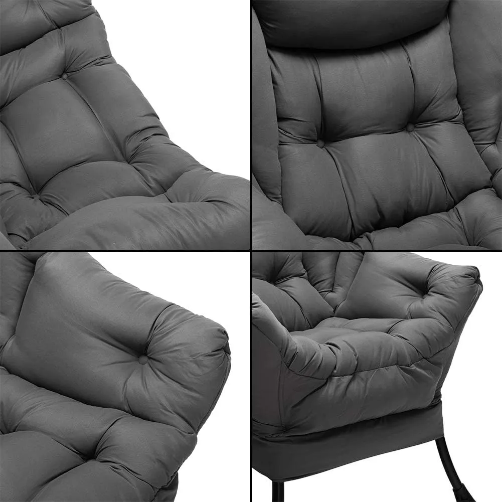 HollyHOME Fabric Large Lazy Chair for Living Room Accent Reading Chair Cozy Lounge Chair with Armrest Leisure Sofa Chair for Bedroom, Dorm, Dark Grey