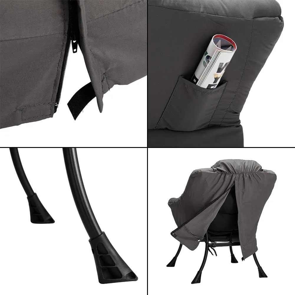 HollyHOME Fabric Large Lazy Chair for Living Room Accent Reading Chair Cozy Lounge Chair with Armrest Leisure Sofa Chair for Bedroom, Dorm, Dark Grey