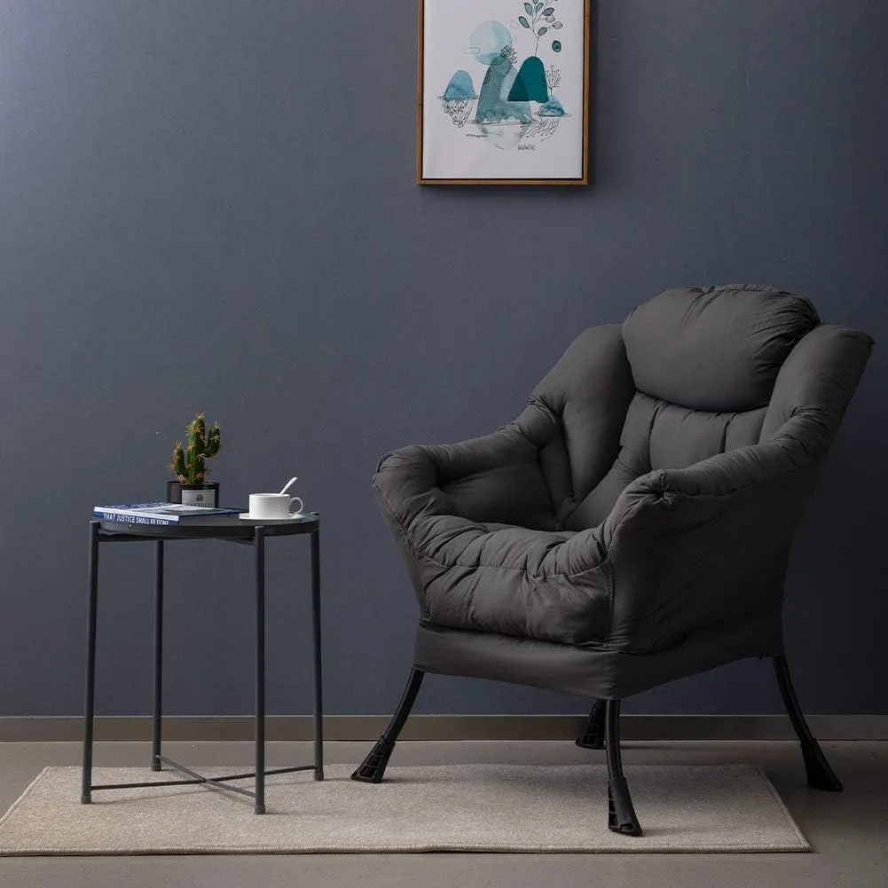 HollyHOME Fabric Large Lazy Chair for Living Room Accent Reading Chair Cozy Lounge Chair with Armrest Leisure Sofa Chair for Bedroom, Dorm, Dark Grey