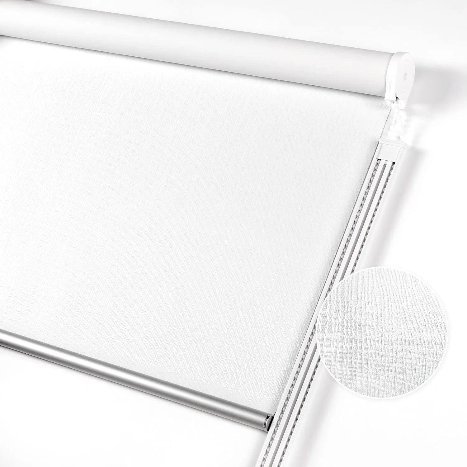 HOMEBOX 100% Blackout Roller Shade,Striped Jacquard Window Blinds with Thermal Insulated,Textured Fabric Roller Blinds,Roll Up Shades for Indoor Home,Easy to Install,Black （38"" W x72 H）, White
