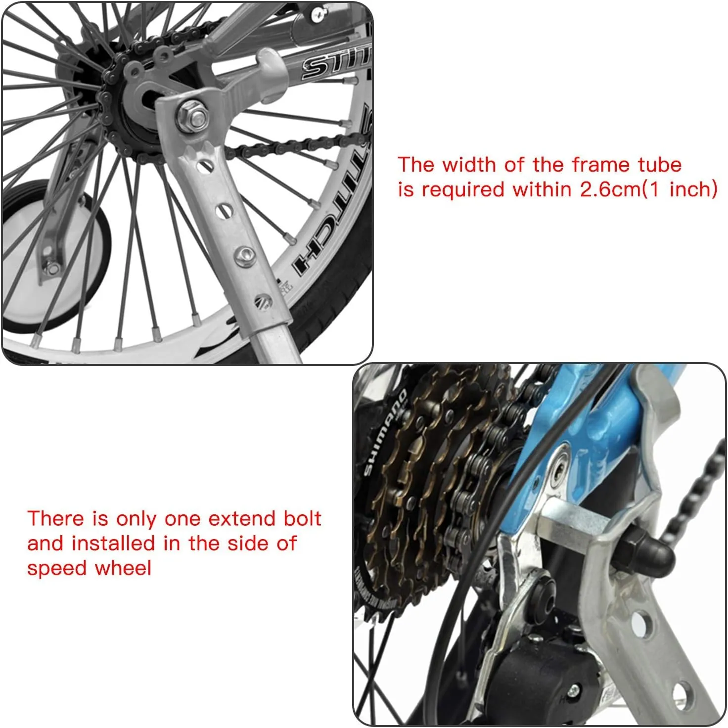 HOMEE Bicycle Training Wheels, Variable Speed Kids Bicycle Stabilizers Mounted Kit, Fit for 18 20 22 Inch Bikes (1Pair）