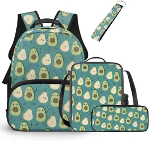HUGS IDEA Avocado Print Preschool Backpack for Boys Cute Little Kids Backpack for Boys Toddler School Bag Fits 3 to 6 Years Old 15 Inch Bookbag with Lunchbox Lightweight School Book Bags