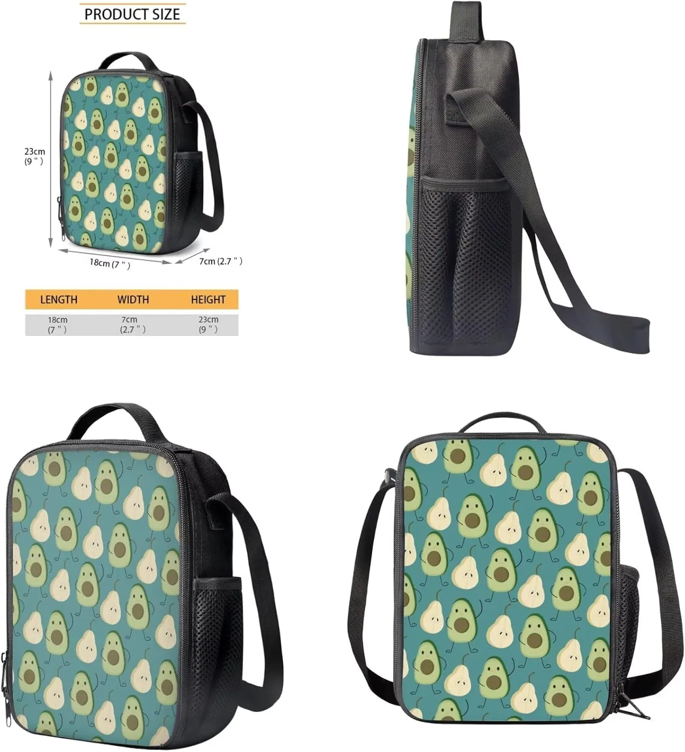HUGS IDEA Avocado Print Preschool Backpack for Boys Cute Little Kids Backpack for Boys Toddler School Bag Fits 3 to 6 Years Old 15 Inch Bookbag with Lunchbox Lightweight School Book Bags