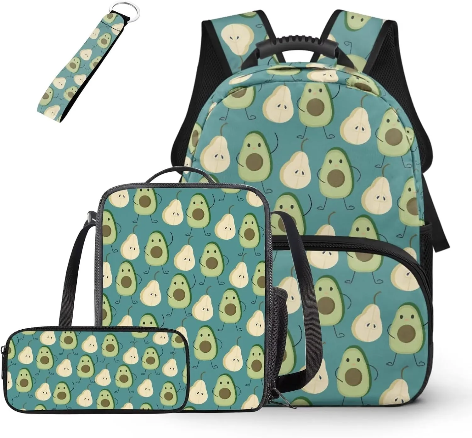 HUGS IDEA Avocado Print Preschool Backpack for Boys Cute Little Kids Backpack for Boys Toddler School Bag Fits 3 to 6 Years Old 15 Inch Bookbag with Lunchbox Lightweight School Book Bags