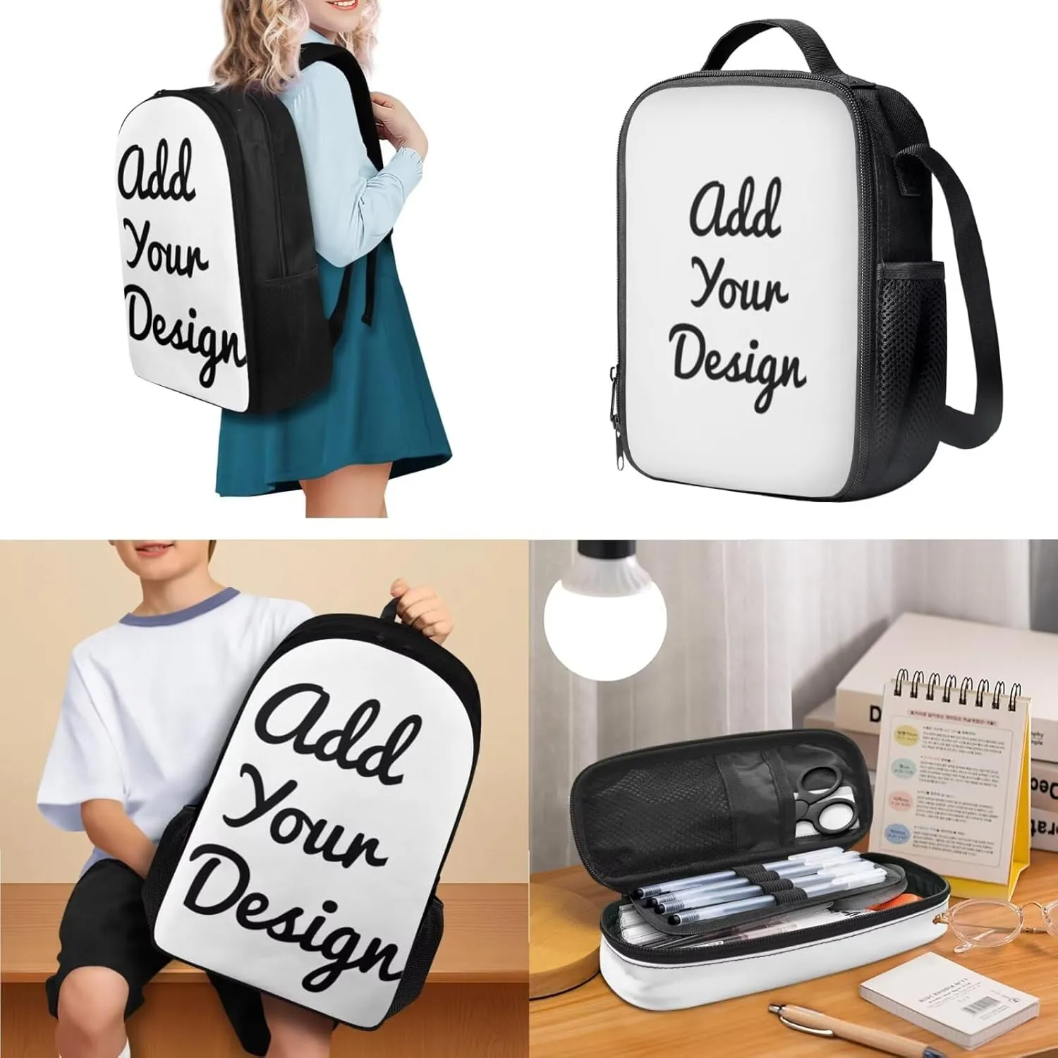 HUGS IDEA Custom School Backpack Personalized Bookbag for Girls Boys Custom School Bag with Photo Add Your Own Name Picture Custom Gifts for Your Son or Daughter Children's Gifts