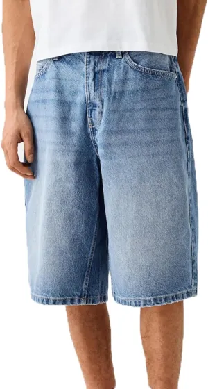 Hulpvktsgiq Baggy Jean Shorts for Men Casual Loose Fit Hip Hop Skateboard Denim Shorts
