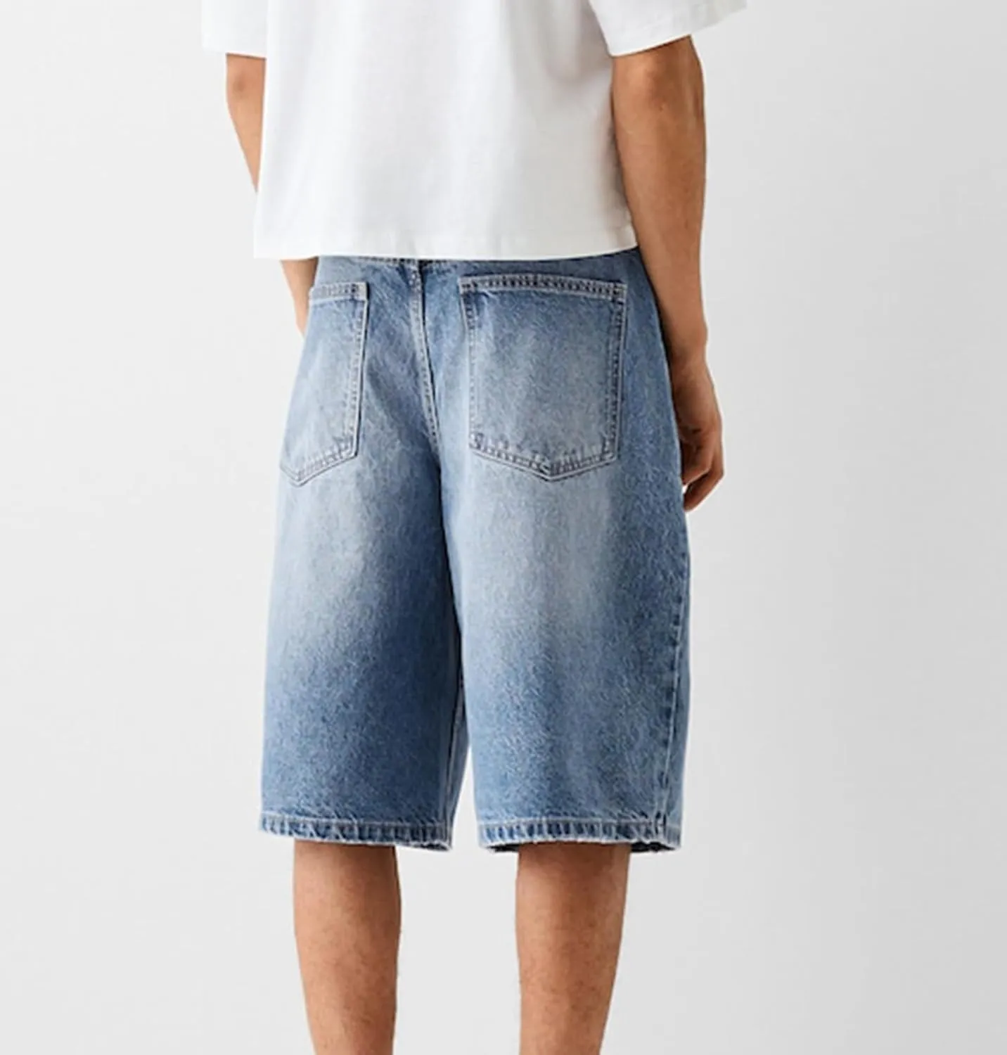 Hulpvktsgiq Baggy Jean Shorts for Men Casual Loose Fit Hip Hop Skateboard Denim Shorts