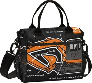 Hydraulic Shovel Excavator Car Large Lunch Tote Bags Insulated Lunch Box with Adjustable Shoulder Strap