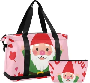 I Love Your Valentine Cartoon Dwarf Tote Bag Carry on Weekender Overnight Bag with Adjustable Strap for Gym Multifunctional