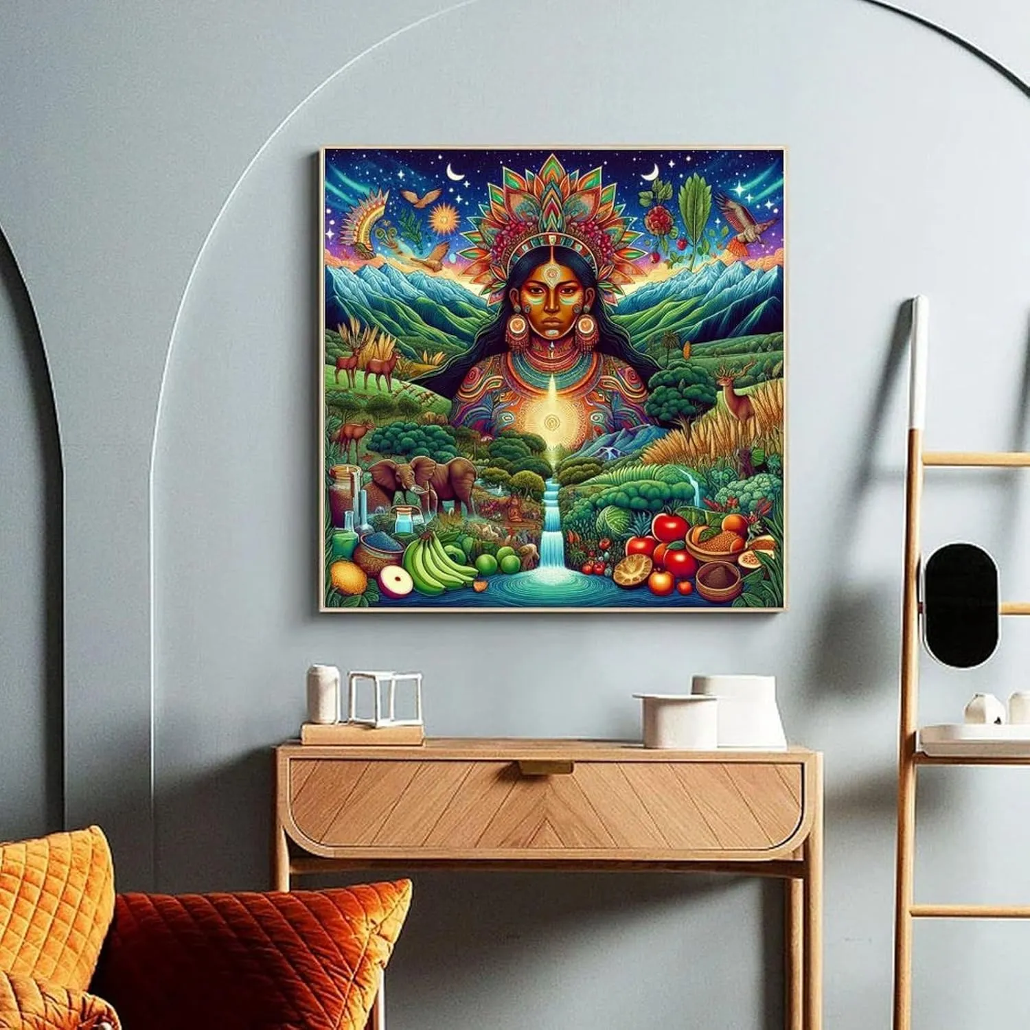 IGAWYPGV Pachamama, Inca-godin from The past to The Present, Inca-mythology Art Painting Poster1 Canvas Art Wall Printing Office Bedroom Aesthetic Living Room 28x28inch(70x70cm) Frame-style
