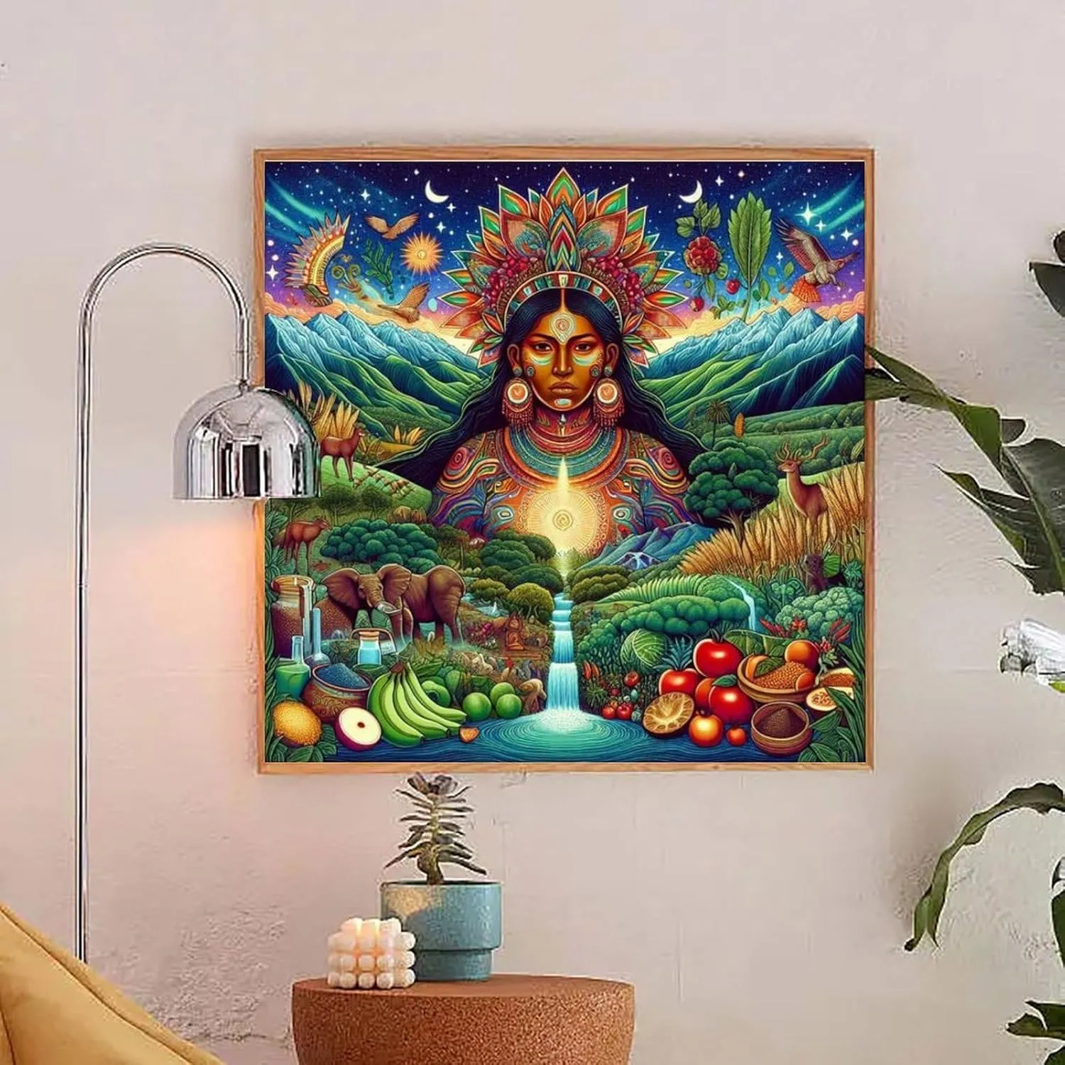 IGAWYPGV Pachamama, Inca-godin from The past to The Present, Inca-mythology Art Painting Poster1 Canvas Art Wall Printing Office Bedroom Aesthetic Living Room 28x28inch(70x70cm) Frame-style