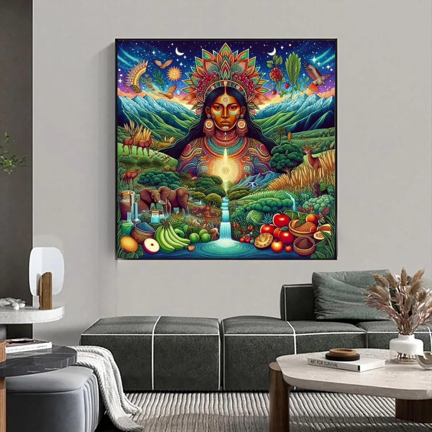 IGAWYPGV Pachamama, Inca-godin from The past to The Present, Inca-mythology Art Painting Poster1 Canvas Art Wall Printing Office Bedroom Aesthetic Living Room 28x28inch(70x70cm) Frame-style