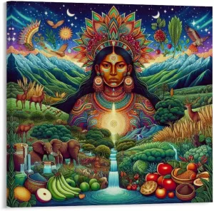 IGAWYPGV Pachamama, Inca-godin from The past to The Present, Inca-mythology Art Painting Poster1 Canvas Art Wall Printing Office Bedroom Aesthetic Living Room 28x28inch(70x70cm) Frame-style