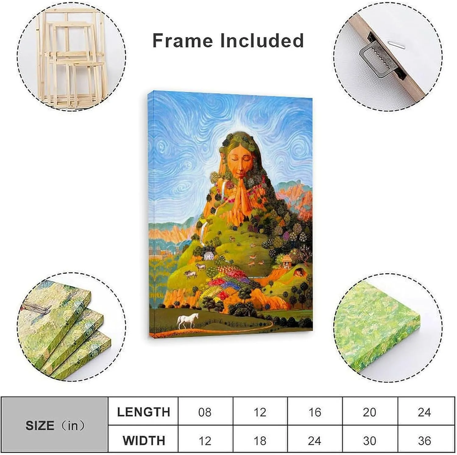 IGAWYPGV Pachamama, Inca-godin from The past to The Present, Inca-mythology Art Painting Poster2 Canvas Art Wall Printing Office Bedroom Aesthetic Living Room 24x36inch(60x90cm) Frame-style